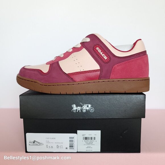 COACH Low Top Leather and Suede Sneakers C201- Pink color-Women’s US Size 9.5B ⭐ - Picture 16 of 16